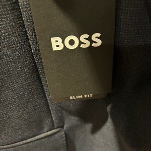 Mens Hugo Boss dark blue patterned suit 44R slim